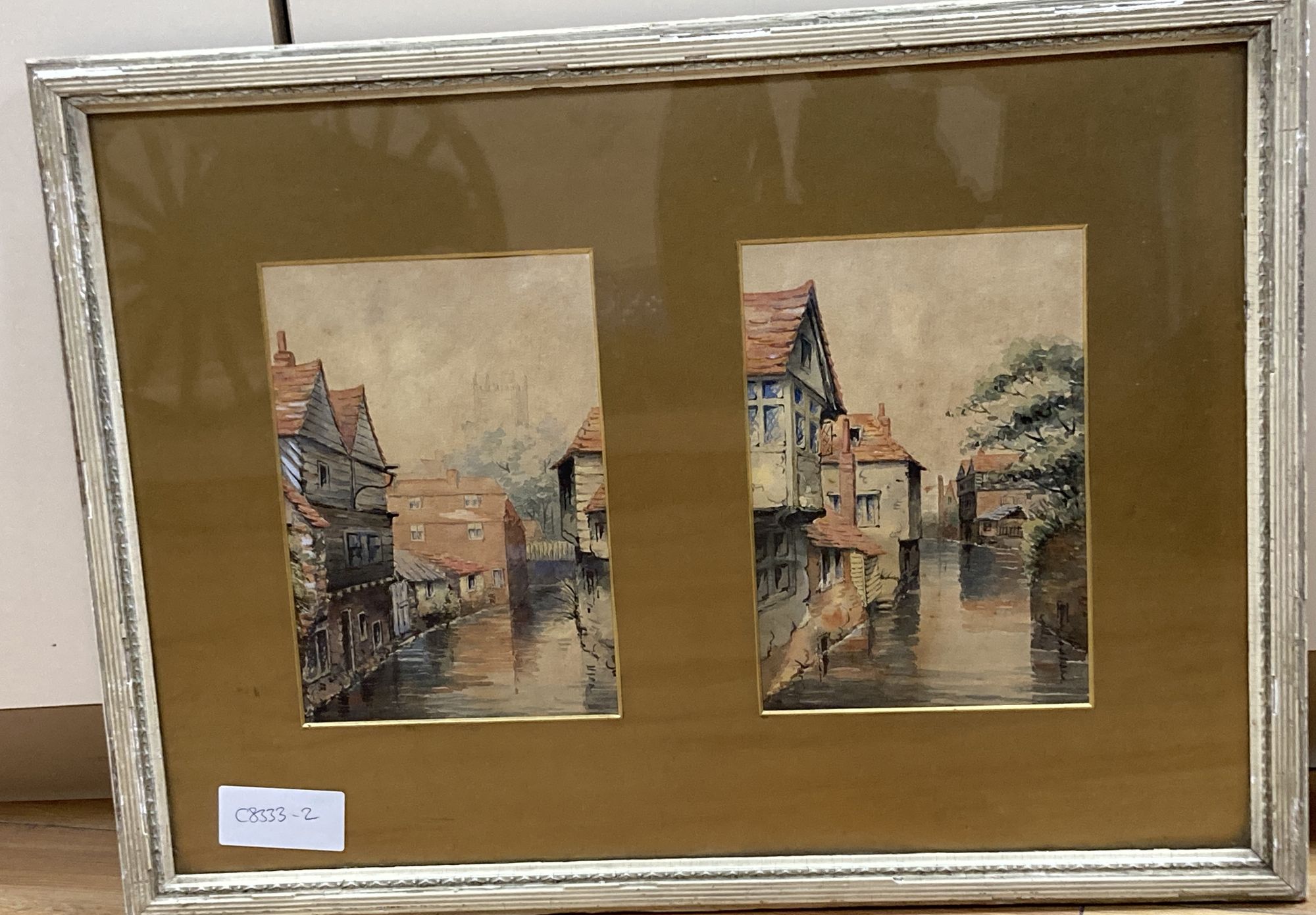 Cleo, two watercolours, Blackfriars and Kings Bridge, Canterbury, titled, dated 1889 and signed verso, each 18 x 13cm